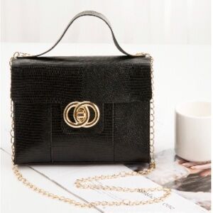 Designer Black Circle Monogram Mini Handbag